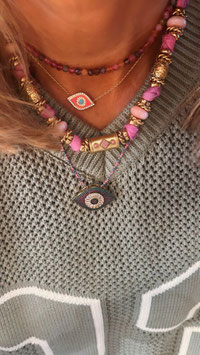 COLLIER AYINE MAUVE/VERT OU GRIS/BLANC