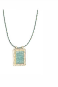 COLLIER PLAQUE DIAMS TURQUOISE OU GRISE/T