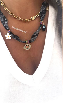 COLLIER BANDANA OEIL NOIR OU VERT BOUTEILLE