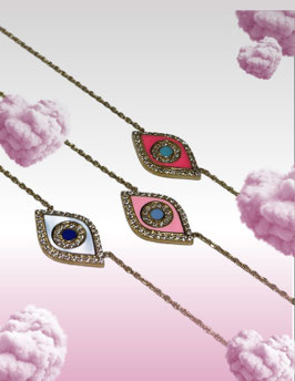 COLLIER EYES COLORÉ DORÉ