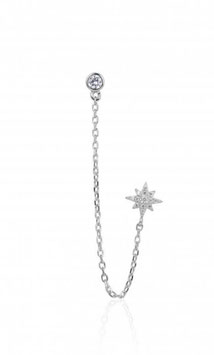 BOUCLE D'OREILLE STAR CHAINETTE ARGENT/ ROSE AU CHOIX