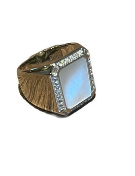BAGUE OU CHEVALIERE NACRE BLANCHE ARGENT