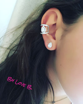 BAGUE D'OREILLE POIRE ARGENT