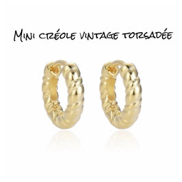 MINI CRÉOLE VINTAGE TORSADÉE DORÉE OU ARGENT AU CHOIX