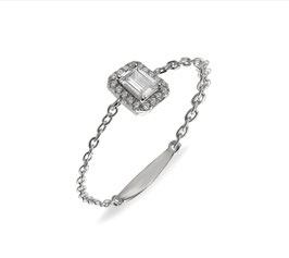 BAGUE CHAINETTE RECTANGLE ARGENT DIAMS