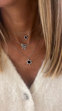 COLLIER HAÏ TAILLE S ARGENT/NOIR OU DORÉ/NOIR