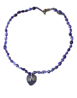COLLIER COEUR PIERRE NATURELLE MAUVE