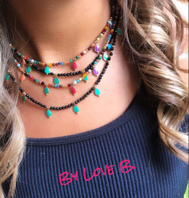 COLLIER ONYX NOIR OU PIERRES MULTICOLORES AU CHOIX