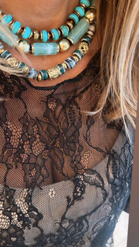 COLLIER TUBES VERT OU ÉCRU OU MARBRÉ BEIGE