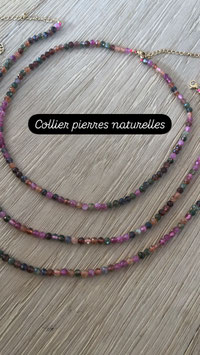 COLLIER PIERRES NATURELLES DÉGRADÉ ROSE/KAKI