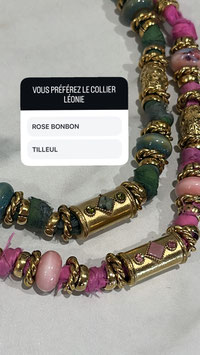 COLLIER LÉONIE TILLEUL OU ROSE BONBON