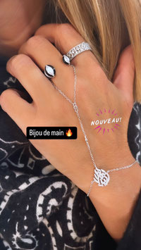 BIJOU DE MAIN FLAMME ARGENT OU DORÉ AU CHOIX