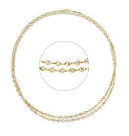 Tenniscollier mit Brillanten in 18kt Gelbgold und 4.43ct Diamanten.
