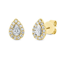 Ohrstecker in 18kt Gelbgold und 0,40ct Diamanten, Fassung rhodiniert