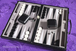 Backgammon Spielekoffer Kunstleder schwarz