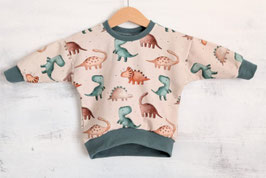 Oversized Sweater Dinos hellbeige petrol 68 ab 4Mt.