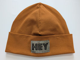 Hipster Beanie HEY Glitzer ocker  KU 51-56cm ab 7 Jahren
