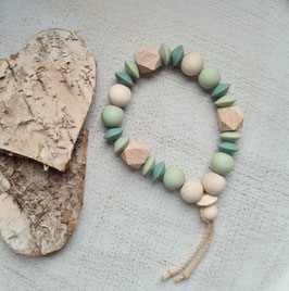 Stillarmband dusty mint/lind/naturholz