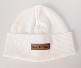 Hipster Beanie "i am a limited Edition" weiss KU 38-43cm Newborn - 6 Monate