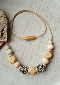 Stillkette leo/pastellgelb/naturholz 57cm