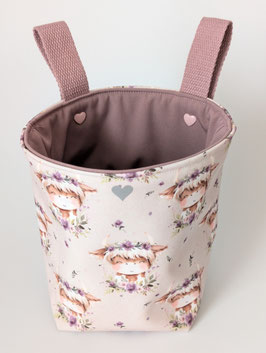 Softshell Lenkrad Täschli Hochlandrind mit Blumen