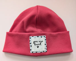 Hipster Beanie you are loved pink 45-50cm ca.1-3Jahre