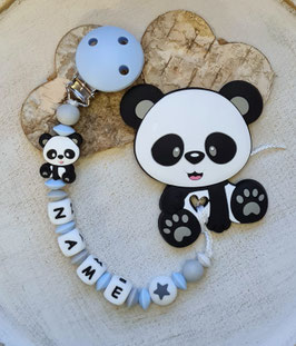 Beisskette Pony Panda hellblau/hellgra