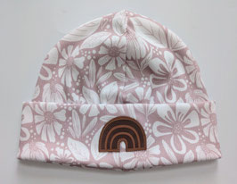 Hipster Beanie Rainbow Flowers pastell rosa KU 51-56cm ab 7 Jahren