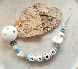 Nuggiketteli Eisbär Liebe 3D weiss/mint/blau/natur