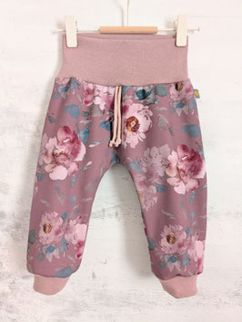 Softshell Matsch-Hose Glitzerherz aquarell Rosen altrosa 74/80