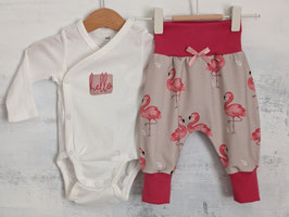 Kuschelset hello Flamingos hellbeige/pink 62 - ab 2Mt.
