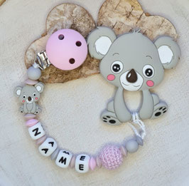Beisskette Koala hellgrau/rosa