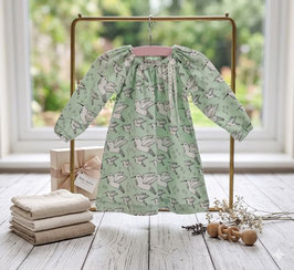 Jersey Kleidchen Kolibris hellmint/weiss 74/80