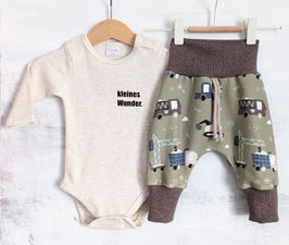 Kuschelset kleines Wunder Baustellen Fahrzeuge olive/braun 56