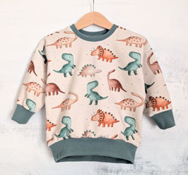 Oversized Sweater Dinos smaragd/hellbeige 80