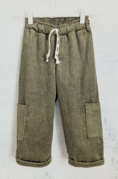 Cord Wide Legs Happy olive mit Seitentaschen 98