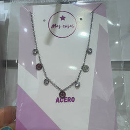 COLLAR PLATEADO CARITAS BRILLO