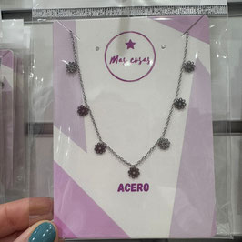 COLLAR PLATEADO 7 FLORES CALADAS