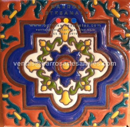 RWBA850: Azulejo Talavera  Realzado Especial Pintado a Mano.