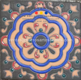 RWBA863: Azulejo Talavera  Realzado Especial Pintado a Mano.