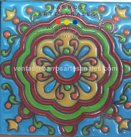 RWBA862: Azulejo Talavera  Realzado Especial Pintado a Mano.