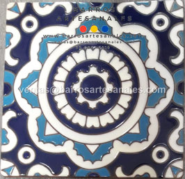 RWBA729: Azulejo Talavera  Realzado Especial Pintado a Mano.