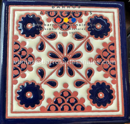 RWBA802: Azulejo Talavera  Realzado  Especial Pintado a Mano.