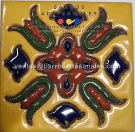 RWBA786: Azulejo Talavera  Realzado  Especial Pintado a Mano.