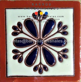 RWBA796: Azulejo Talavera  Realzado  Especial Pintado a Mano.
