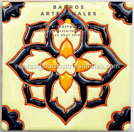 RWBA758: Azulejo Talavera  Realzado  Especial Pintado a Mano.