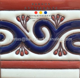 RWBA953: Azulejo Talavera  Realzado  Especial Pintado a Mano.