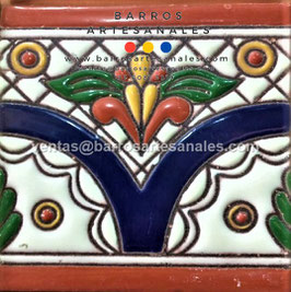 RWBA958: Azulejo Talavera  Realzado  Especial Pintado a Mano.