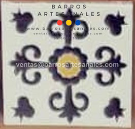 RWBA790: Azulejo Talavera  Realzado Especial Pintado a Mano.