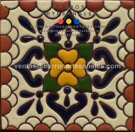 RWBA836: Azulejo Talavera  Realzado Especial Pintado a Mano.